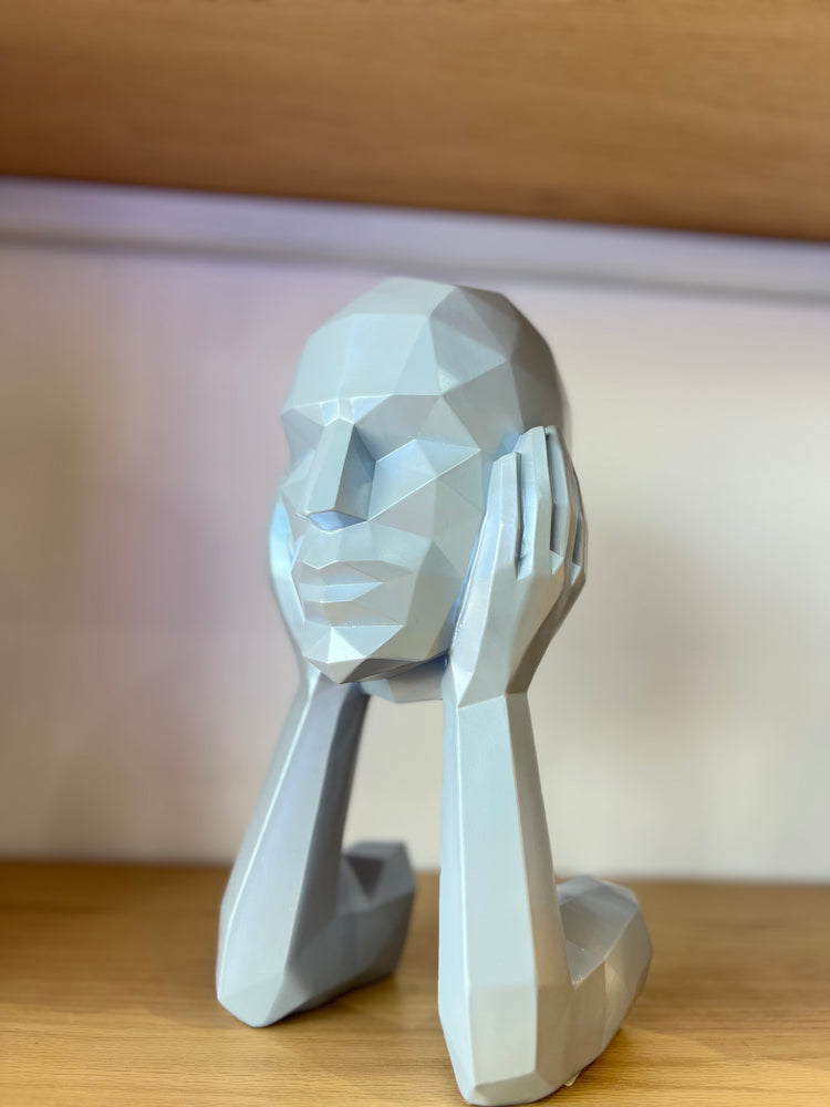 Geometric Thinking Man Sculpture – Grey