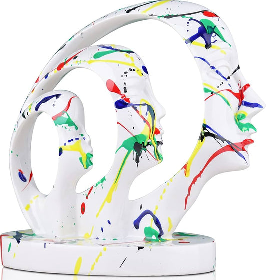 Modern Abstract Family Faces Sculpture
