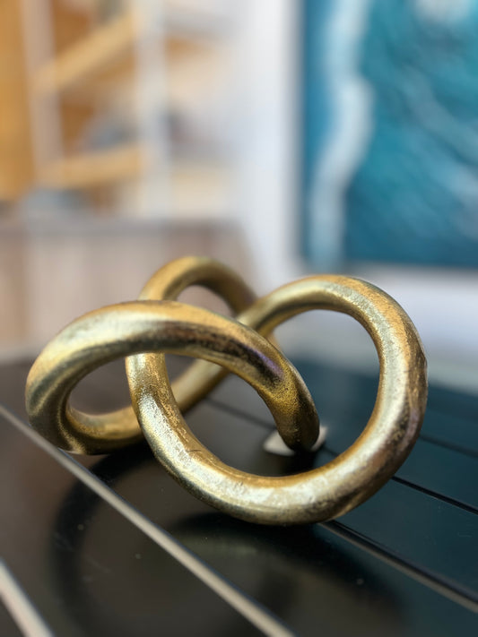 Modern Abstract Metal Sculpture - Gold Finish