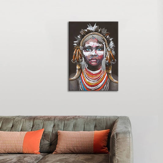 Colorful African Elegance – Vibrant Girl Canvas Painting