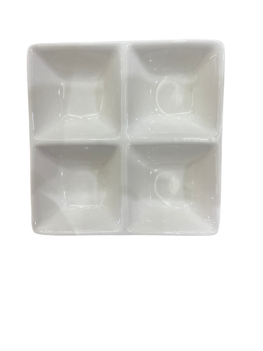 4 Section White Ceramic Plate