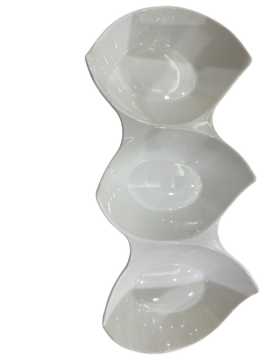 three sections white ceramic plate