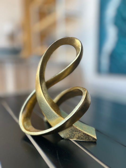 Modern Abstract Metal Sculpture - Gold Finish