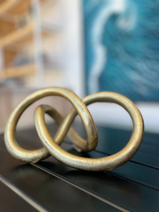 Modern Abstract Metal Sculpture - Gold Finish