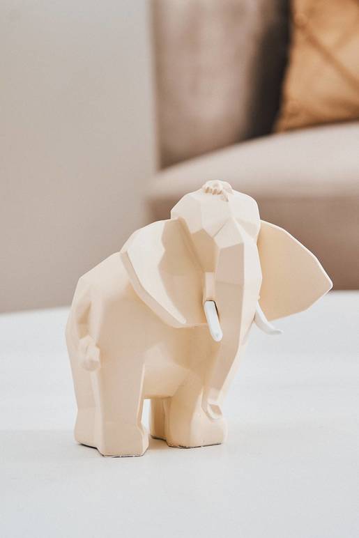 Geometric Elephant Figurine – Beige