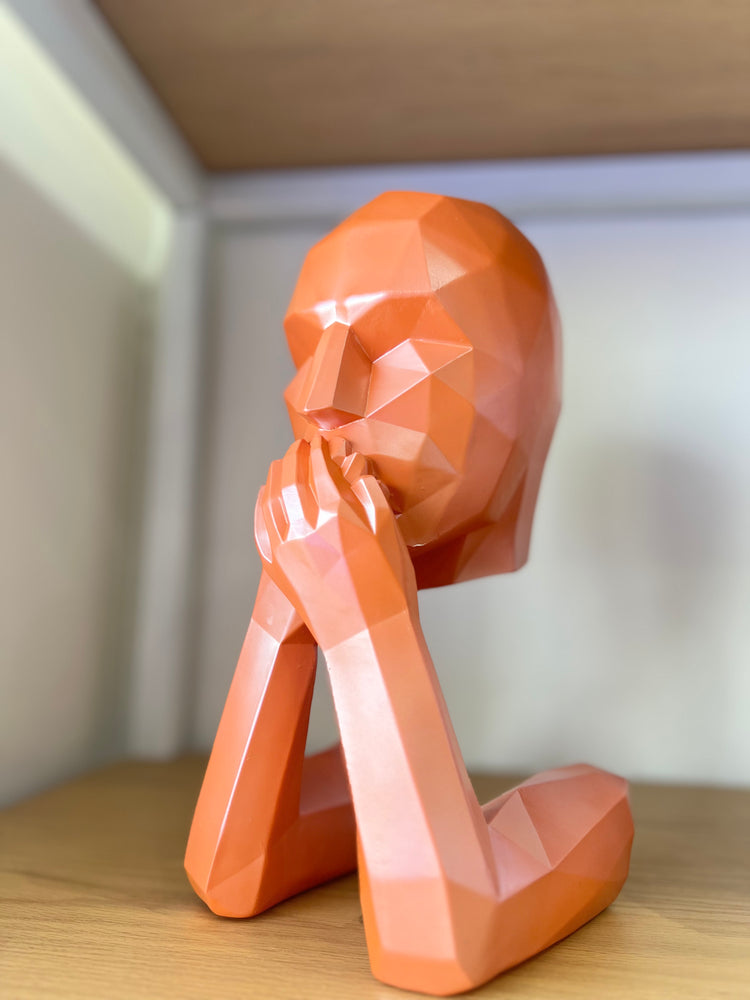 Geometric Thinking Man Sculpture – Orange