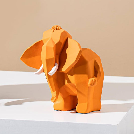 Geometric Elephant Figurine – Orange