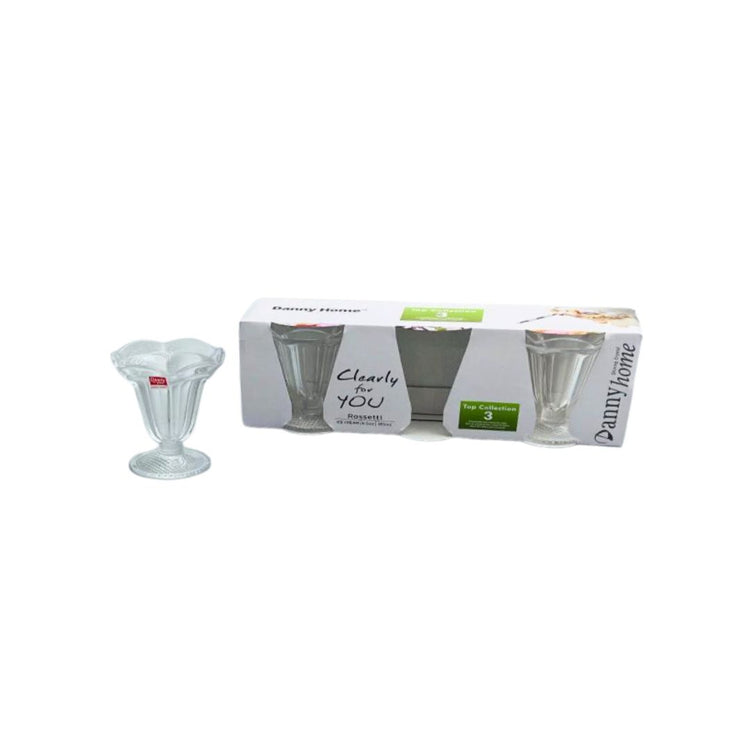 Danny Home Nora Ice Cream Glass Bowl Set – 3pcs | 185ml Each