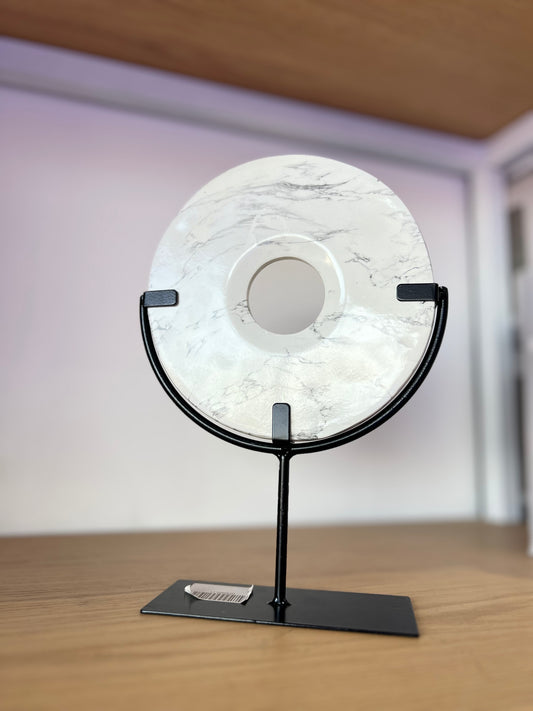 White Marble Abstract Sculpture on Stand