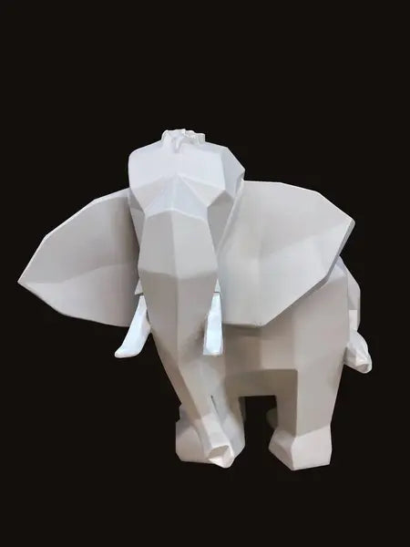 Geometric Elephant Figurine – Grey