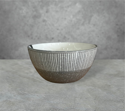 Stripe Grey-White Bowl 6.25”