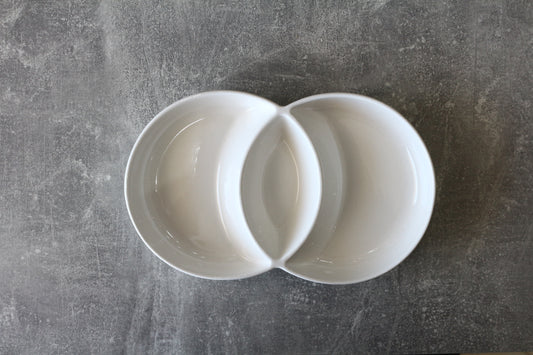 3 sections white ceramic plate