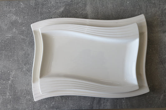WHITE CERAMIC RECTANGULAR SERVING PLATE 13,25''