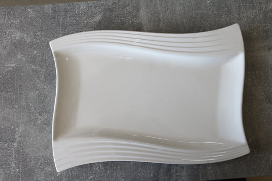 WHITE CERAMIC RECTANGULAR SERVING PLATE 11''