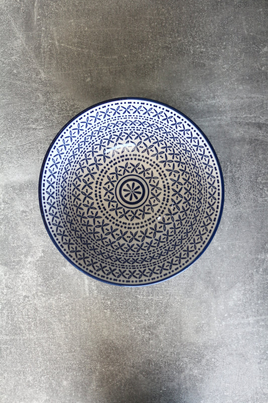 ROUND WHITE & BLUE FLOWERED 5" BOWL