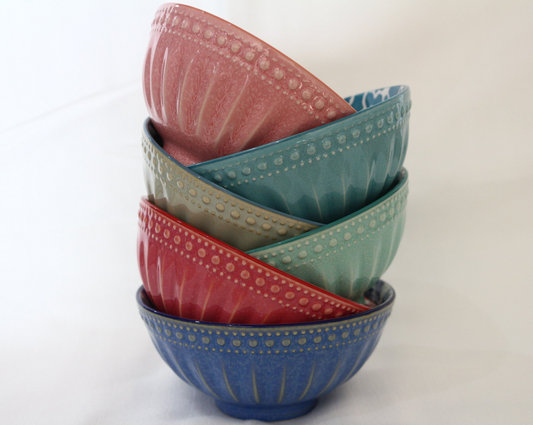 SET OF SIX MIX AND MATCH PORCELAIN BOWLS 6.1"